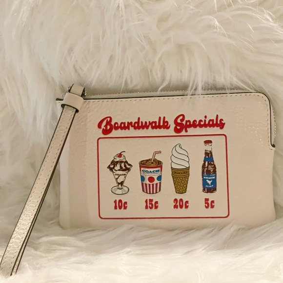 Coach Corner Boardwalk Specials Graphic Wristlet Retro Design NWT Retail $110 🍦 - Picture 3 of 6